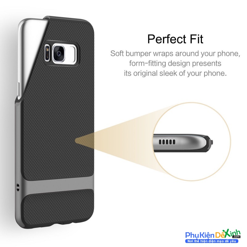 Ốp Lưng Viền Samsung Galaxy S8 Chống Sốc Hiệu Rock Royce phía bên trong là 1 khung nhựa mềm TPU giúp bạn bảo vệ toàn diện mọi góc cạnh của máy rất tốt